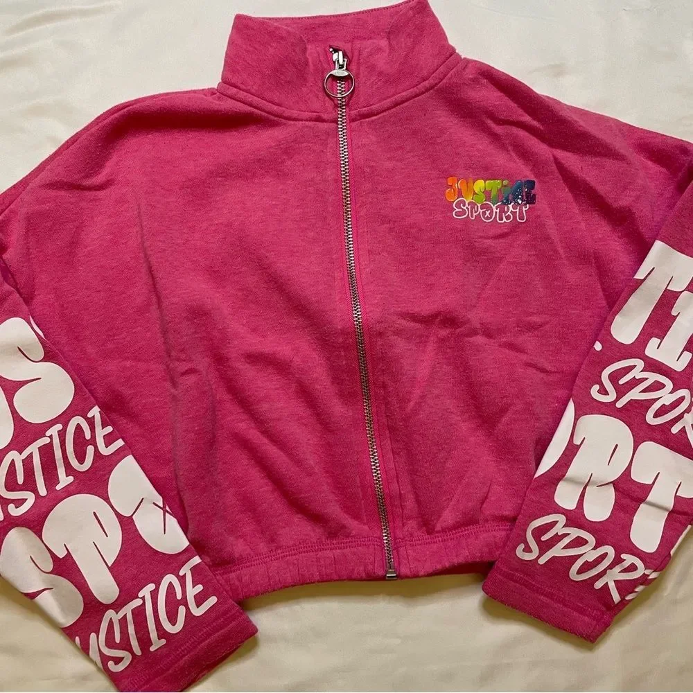 Girls Justice size XS pink zip up jacket